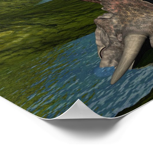 Nanotyrannus die dode triceratops eet poster (Hoek)