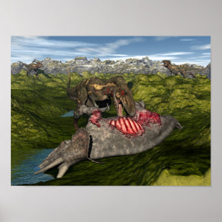 Nanotyrannus die dode triceratops eet poster