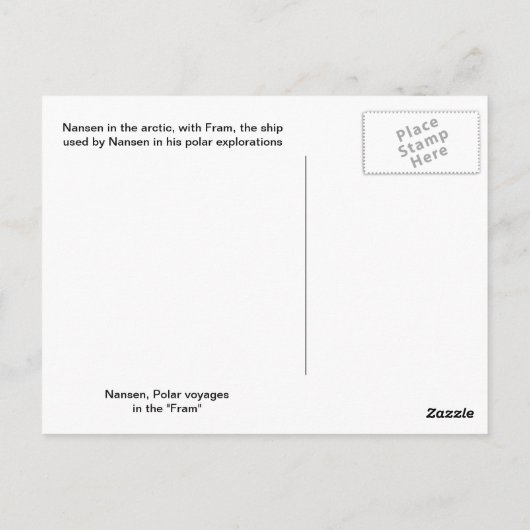 Nansen in het noordpoolgebied, met Fram Briefkaart (Achterkant)