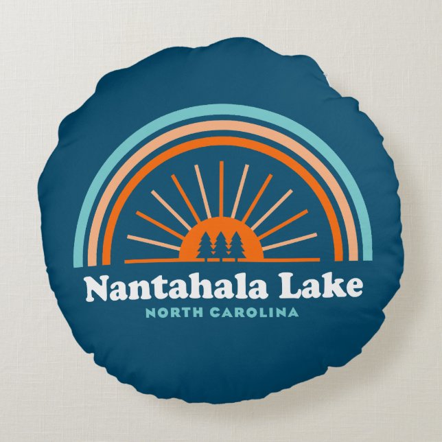 Nantahala Lake North Carolina Rainbow Sierkussen Rond Kussen (Achterkant)