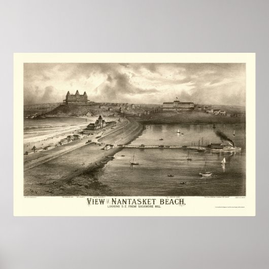 Nantasket Beach, MA Panoramic Map - 1879 Poster (Voorkant)