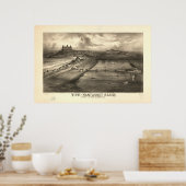 Nantasket Beach Mass. 1885 Antiek panoramische kaa Poster (Keuken)