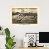 Nantasket Beach Mass. 1885 Antiek panoramische kaa Poster (Thuiskantoor)