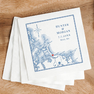 Nantasket Beach Resort Hull MA Kaart Elegante brui Servet