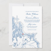 Nantasket Beach Resort Kaart Elegant Navy Wedding (Voorkant)
