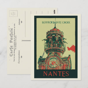 Nantes belfry Sainte Croix Frankrijk Briefkaart