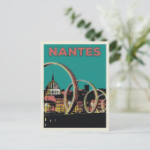 Nantes France uitzicht van de stad bij nacht Briefkaart (Staand voorkant)
