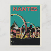 Nantes France uitzicht van de stad bij nacht Briefkaart (Voorkant)