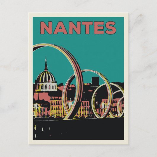 Nantes France uitzicht van de stad bij nacht Briefkaart (Voorkant)