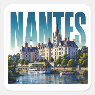 Nantes Frankrijk Loire Rivier Oevers Ontsnapping Vierkante Sticker