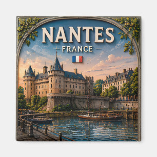 🌙 Nantes Frankrijk Maanverlicht Kasteel En Rivier Magneet