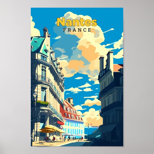 Nantes Frankrijk Reizen Kunst Vintage Illustratie Poster (Voorkant)