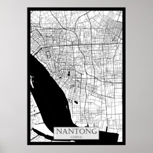 Nantong China Kaart Poster