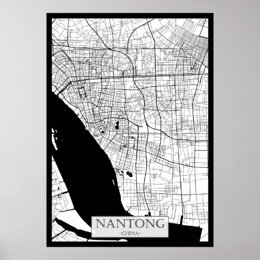 Nantong China Kaart Poster (Voorkant)