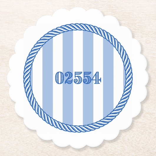Nantucket 02554 Postcode Onderzetters Blauw Wit (Voorkant)
