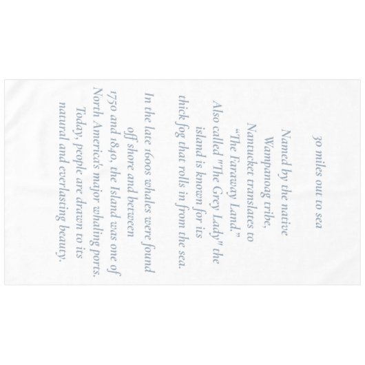 Nantucket 30 Miles naar Zee tafelkleed (Voorkant (Horizontaal))