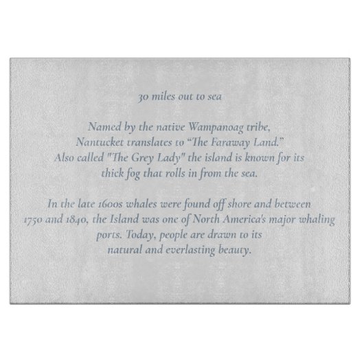 Nantucket 30 Miles Out naar Zee snijplank (Voorkant)