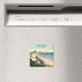 Nantucket Beach Hydrangeas Lighthouse Boat Retro Magneet (Insitu (Vaatwasser))