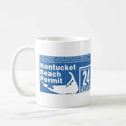 Nantucket Beach Permit 2024 blauw Koffiemok (Links)