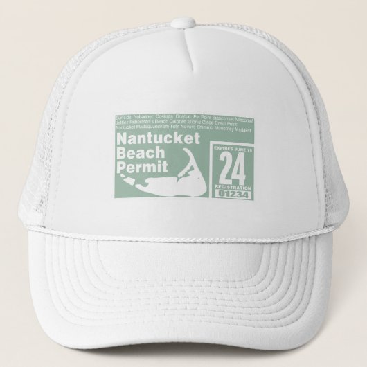 Nantucket Beach Permit 2024 Groen Trucker Pet (Voorkant)