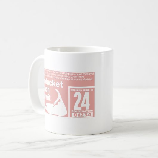 Nantucket Beach Permit 2024 zalm Koffiemok (Voorkant links)
