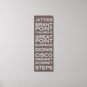 Nantucket Beaches Slate Brown & White Wall Decor Canvas Afdruk