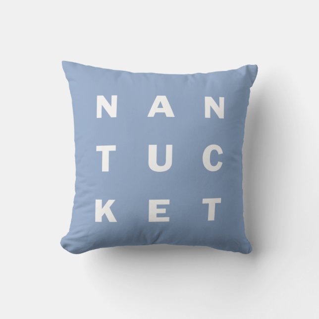 NANTUCKET blauw typografisch omkeerbaar kussen (Voorkant)