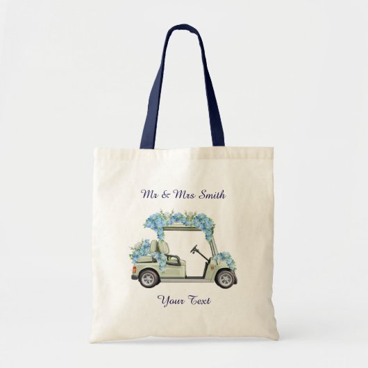 Nantucket Blauwe Bloem Golfkar Tote Bag (Voorkant)
