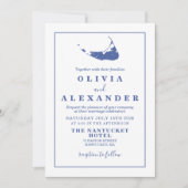 Nantucket blauwe bruiloft uitnodiging (Voorkant)