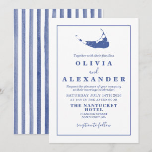Nantucket blauwe bruiloft uitnodiging