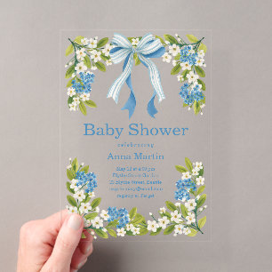 Nantucket Bloemen Baby Shower Acryl Uitnodigingen