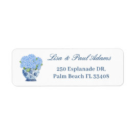Nantucket Blue Chinoiserie Hydrangea Retouradres Etiket