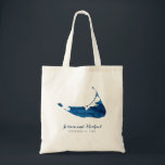 Nantucket Blue Waterverf Kaart Trouwgast Tote Bag<br><div class="desc">Navy Blue Waterverf Nantucket Kaart | Perfect voor uw bruiloft gast gunst tas te geven aan uw buiten de stad gasten komen naar uw bruiloft. Vul het met goodies! Voor vragen over aangepaste ontwerpwijzigingen door de onafhankelijke ontwerper kunt u een e-mail sturen naar paula@labellarue.com VOORDAT u een bestelling aanpast of...</div>