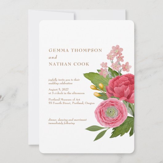 Nantucket boeket bruiloft uitnodiging (Voorkant)