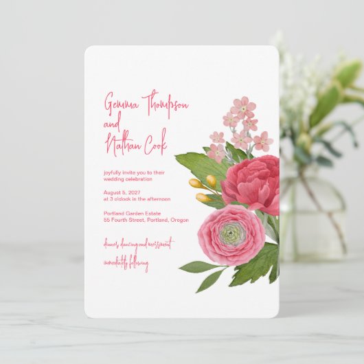 Nantucket boeket bruiloft uitnodiging (Staand voorkant)