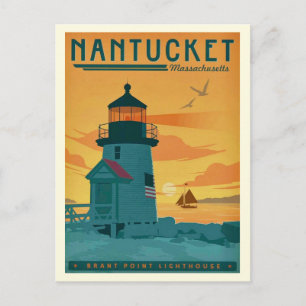 Nantucket Brant Point Vuurtoren Ansichtkaart Briefkaart