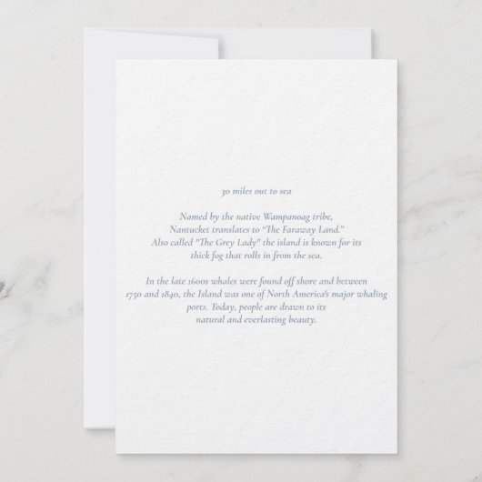 Nantucket bruiloft welkom Kaart (Achterkant)