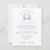 Nantucket Bruiloft Welkomsttas Reisschema Notitiekaartje (Voorkant)