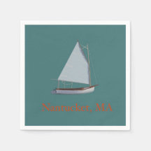 Nantucket Cat Boat. Sailboot Cocktail Napkins. Nap