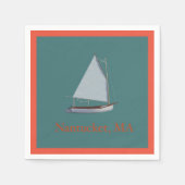 Nantucket Cat Boat. Sailboot Cocktail Napkins. Servet (Voorkant)