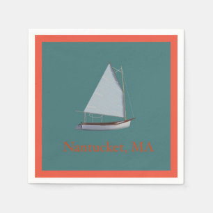 Nantucket Cat Boat. Sailboot Cocktail Napkins. Servet