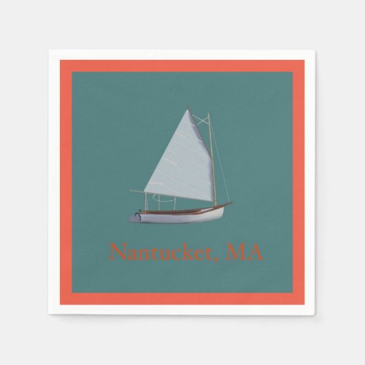Nantucket Cat Boat. Sailboot Cocktail Napkins. Servet (Voorkant)