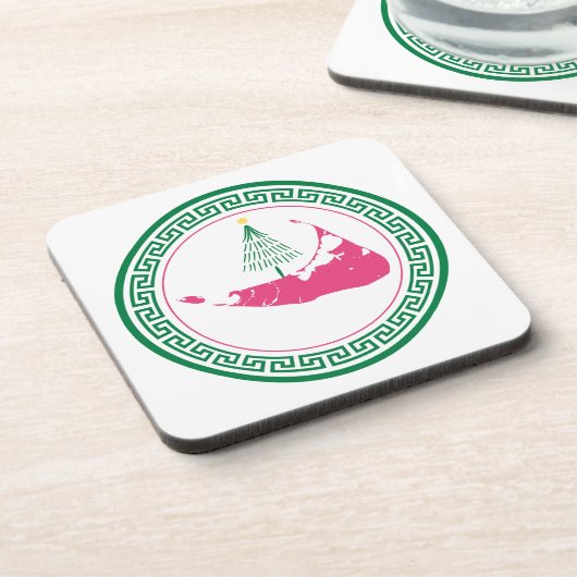 Nantucket Christmas Stroll Ornament w Tree Bier Onderzetter (Linkerzijde)