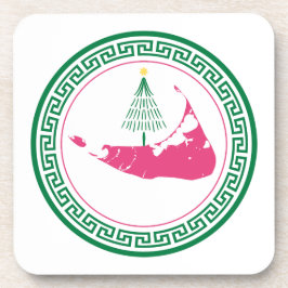 Nantucket Christmas Stroll Ornament w Tree Bier Onderzetter