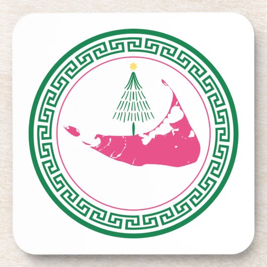 Nantucket Christmas Stroll Ornament w Tree Bier Onderzetter (Voorkant)