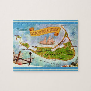 Nantucket Eiland 8x10 Legpuzzelkaart Legpuzzel