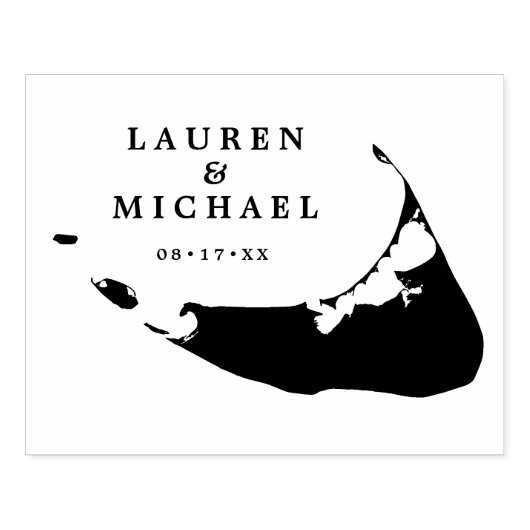 Nantucket Eiland Huwelijk Monogramkaart Rubberstempel (Afrduk)