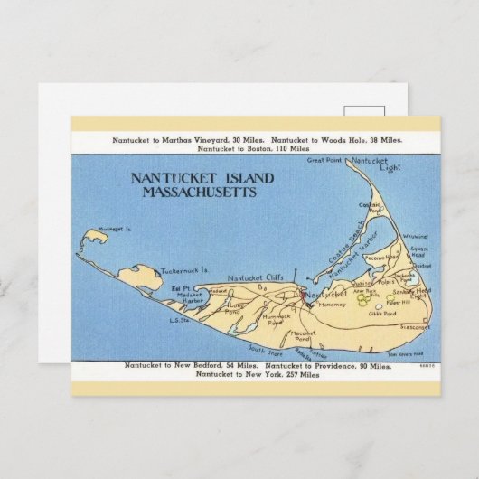 Nantucket Eiland Kaart (Voorkant / Achterkant)