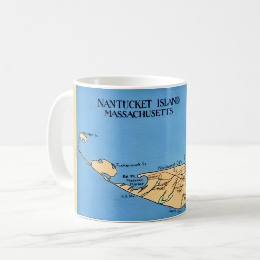 Nantucket Eiland Kaart Koffiemok (Voorkant links)