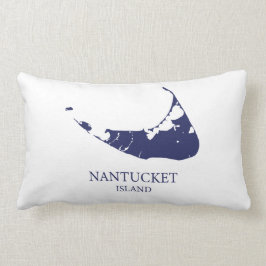 Nantucket-eiland kaart marineblauwe lendenkussen kussen